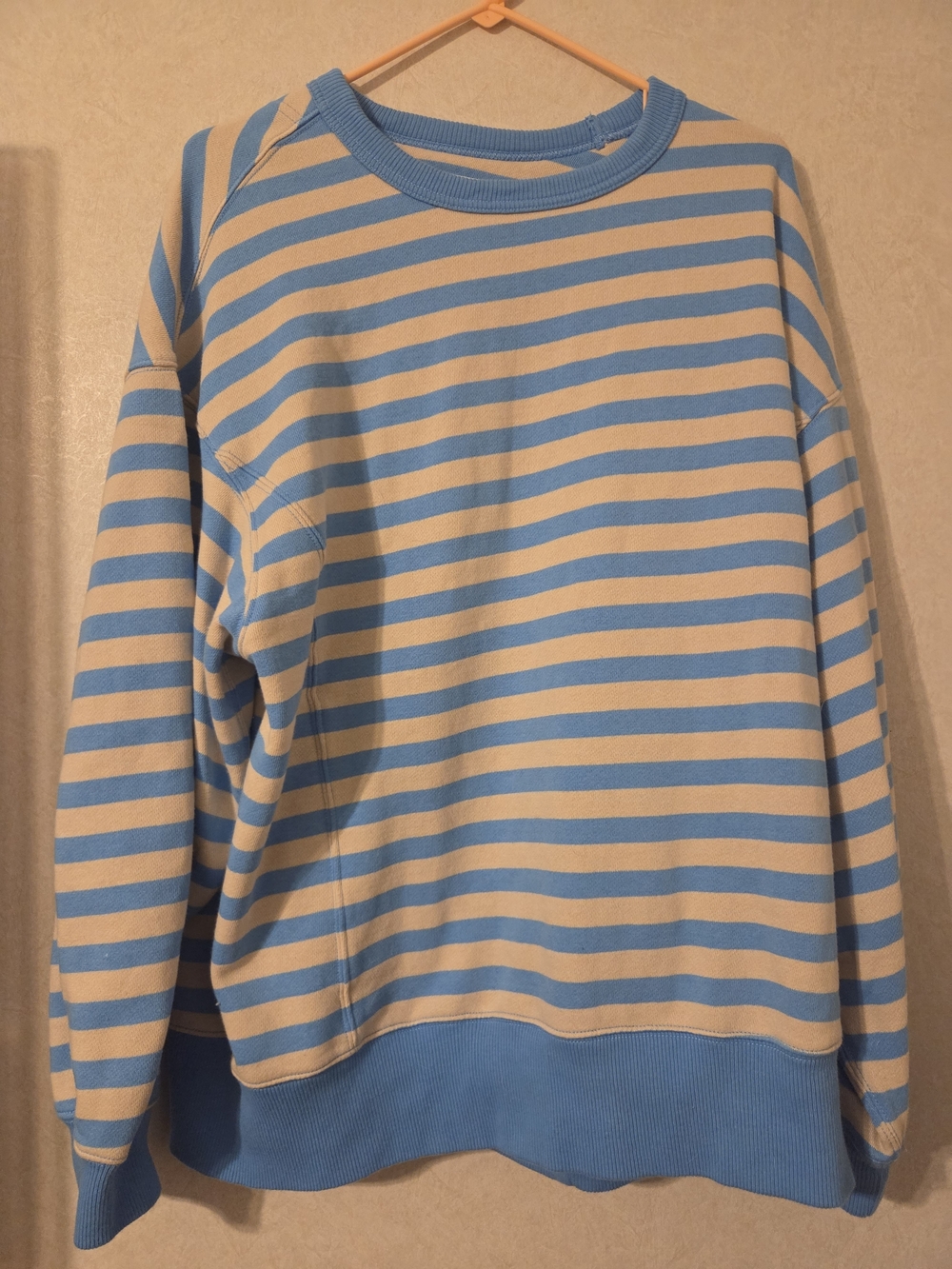 aerie Blue & Cream Striped Crewneck Sweatshirt